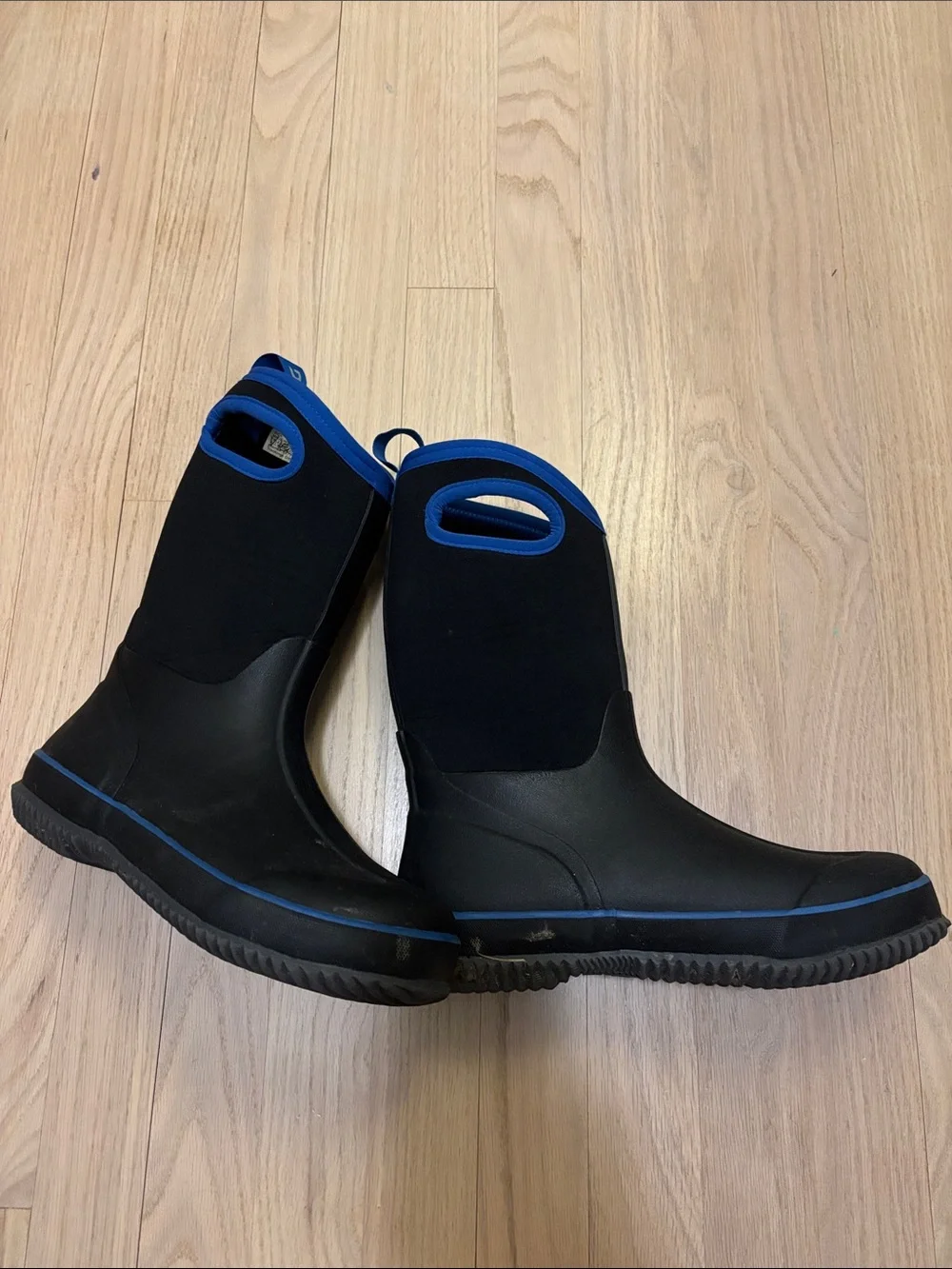 Kids Black & Blue Waterproof Rain Boots
